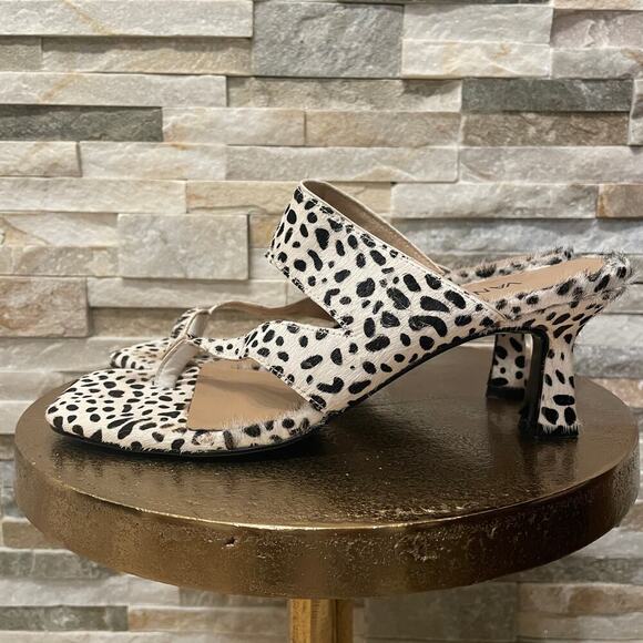 VanEli Size 9 Pony Hair Heels | Spotted Animal Print, Kitten Heel, Y2K Mules - Picture 1 of 11
